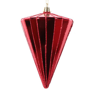 Vickerman MT224103 6" Shiny Red Cone Ornament 3/bag