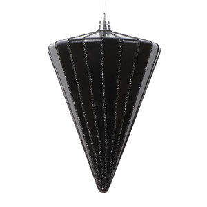  Vickerman MT224117 6" Shiny Black Cone Ornament 3/bag 