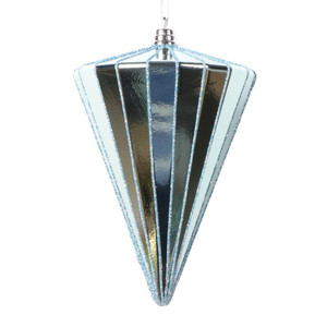Vickerman MT224132 6" Shiny Baby Blue Cone Ornament 3/bag