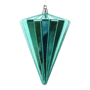 Vickerman MT224142 - 6 inch Teal Shiny Cone Christmas Ornament - 3 Pack