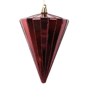 Vickerman MT224165 - 6 inch Burgundy Glitter Cone Christmas Ornament - 3 Pack