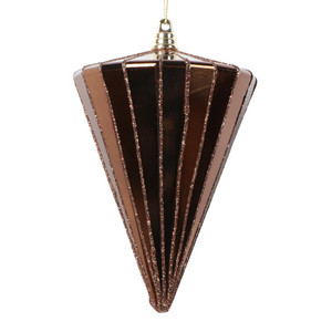Vickerman MT224176 6" Shiny Mocha Cone Ornament 3/bag