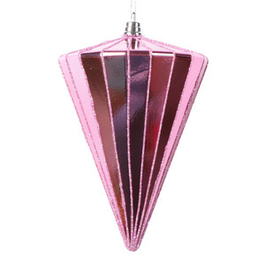 Vickerman MT224179 - 6 inch Pink Shiny Cone Christmas Ornament - 3 Pack