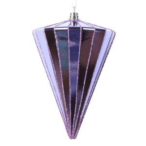 Vickerman MT224186 - 6 inch Lavender Shiny Cone Christmas Ornament - 3 Pack