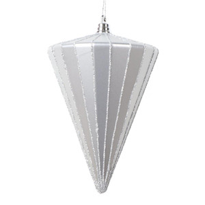 Vickerman MT224307 - 6 inch Silver Matte Cone Christmas Ornament - 3 Pack