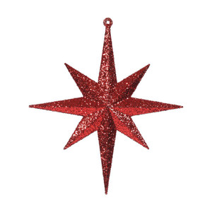 Vickerman M167203 - 8 inch Red Glitter Star Christmas Ornament - 4 Pack