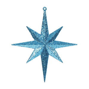 Vickerman M167212 - 8 inch Turquoise Glitter Star Christmas Ornament - 4 Pack