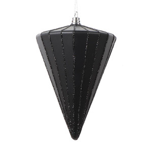Vickerman MT224317 6" Matte Black Cone Ornament 3/bag