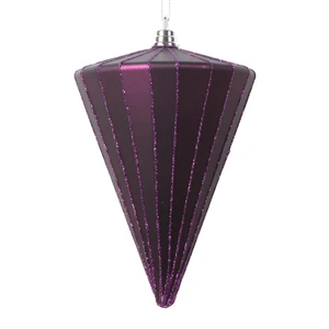 Vickerman MT224326 6" Matte Plum Cone Ornament 3/bag