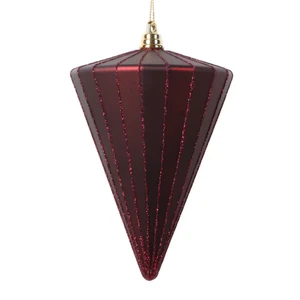 Vickerman MT224365 6" Matte Burgundy Cone Ornament 3/bag