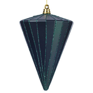Vickerman MT224374 - 6 inch Midnight Green Matte Cone Christmas Ornament - 3 Pack