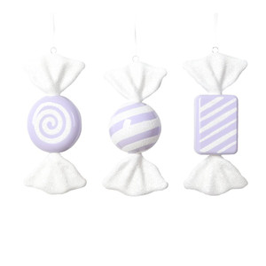 Vickerman MT227166 7.5"-8" Ptl Lavndr Candy Assortment 3/Bg