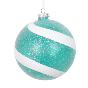 Vickerman MT228742 4.75" Teal/Whte Sugar Glitter Ball 3/Bag