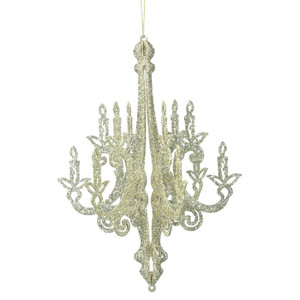 Vickerman M170116 - 16" Champagne Glitter Chandelier Ornament - 2 Pack