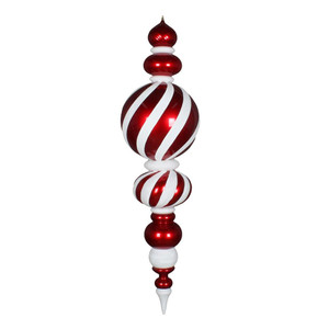 Vickerman M180104 - 62 inch Red & White Candy Finial Christmas Ornament
