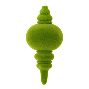 Vickerman M182464 10" Moss Green Flocked Finial Orn 3/Bag