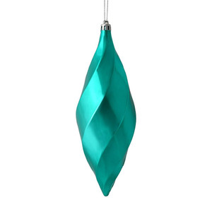 Vickerman M183142S - 8 inch Teal Shiny Finial Christmas Ornament - 6 Pack