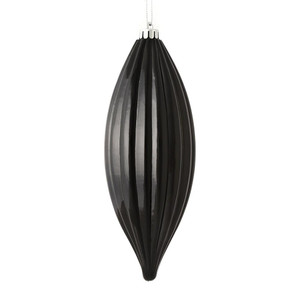 Vickerman M183217S 8" Black Shiny Line Finial 4/Bag