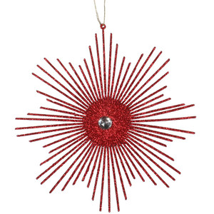  Vickerman M184503 6.5" Red Glitt Snowflake Burst 6/Bag 