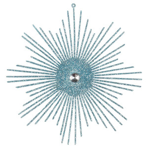 Vickerman M184532 - 6.5 inch Baby Blue Glitter Snowflake Christmas Ornament - 6 Pack