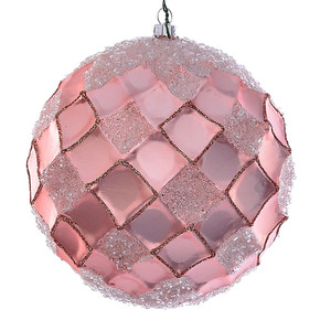 Vickerman MC190558D 4.75" Rose Gold Net Beaded Ball 3/Bag