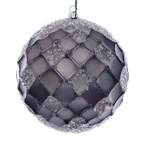  Vickerman MC190587D 4.75" Pewter Net Beaded Ball 3/Bag 