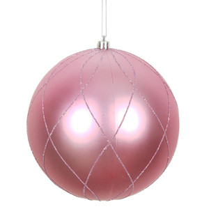 Vickerman N170679D - 4 inch Pink Glitter Ball Christmas Ornament - 4 Pack