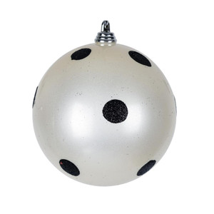  Vickerman MC201011 4" White Candy Ball Black Dots 6/Bag 