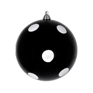 Vickerman MC201217 4.75" Black Candy Ball White Dots 4/Bag