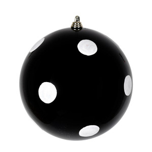 Vickerman MC201517 6" Black Candy Ball White Dots 4/Bag