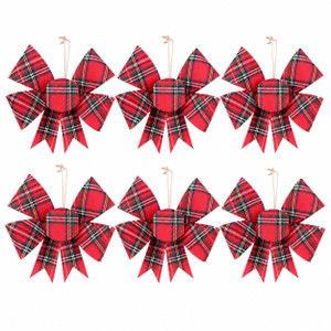 Vickerman MC211903 7" Red Plaid Christmas Ornament Bow 