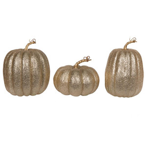 Vickerman MC225738 8" Champagne Pumpkins Assorted Set of 3