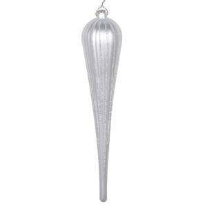 Vickerman MT195007D 11" Silver Glitter Drop Ornament 3/Bag