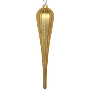 Vickerman MT195008D 11" Gold Glitter Drop Ornament 3/Bag