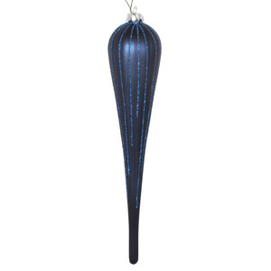 Vickerman MT195031D 11" Midnight Blue Glitter Drop Orn 3/Bag
