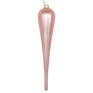  Vickerman MT195058D 11" Rose Gold Glitter Drop Ornament 3/Bg 
