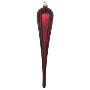 Vickerman MT195065D 11" Burgundy Glitter Drop Ornament 3/Bag