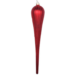 Vickerman MT195103D - 15.75 inch Red Glitter Teardrop Christmas Ornament - 2 Pack