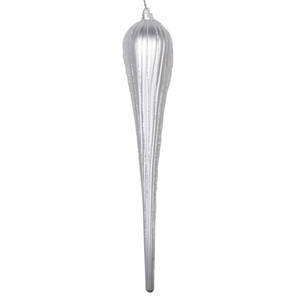 Vickerman MT195107D - 15.75 inch Silver Glitter Teardrop Christmas Ornament - 2 Pack