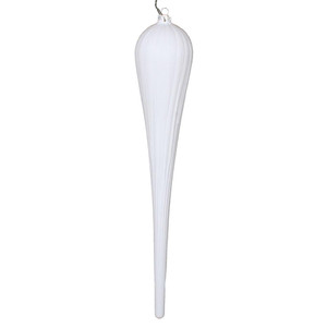 Vickerman MT195111D 15.75" White Glitter Drop Ornament 2/Bag
