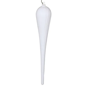 Vickerman MT195111D - 15.75 inch White Glitter Teardrop Christmas Ornament - 2 Pack