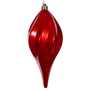 Vickerman N189603DCV - 12 inch Red Candy Teardrop Outdoor Christmas Ornament