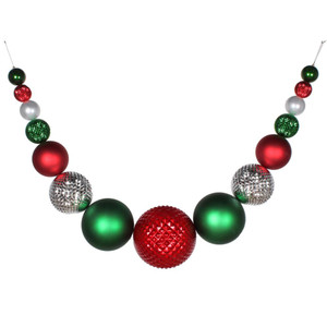 Vickerman MT199491 76" Red Silver Green Ornament Swag
