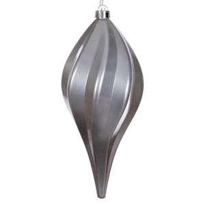 Vickerman N189687DCV - 12 inch Pewter Candy Teardrop Outdoor Christmas Ornament