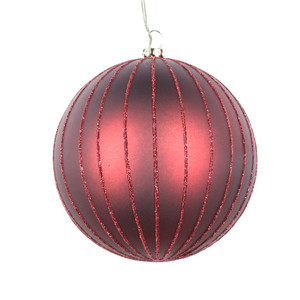 Vickerman MT211565D - 4 inch Burgundy Glitter Ball Christmas Ornament - 4 Pack