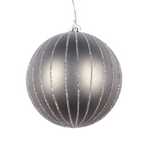 Vickerman MT211587D - 4 inch Pewter Glitter Ball Christmas Ornament - 4 Pack