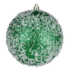  Vickerman N190404D 8" Green Glitter Hail Ball 