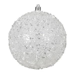 Vickerman N190411D 8" White Glitter Hail Ball