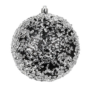 Vickerman N190417D - 8 inch Black Glitter Ball Christmas Ornament