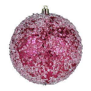 Vickerman N190421D 8" Berry Red Glitter Hail Ball